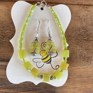 Jade Bracelet/ Earring Set
